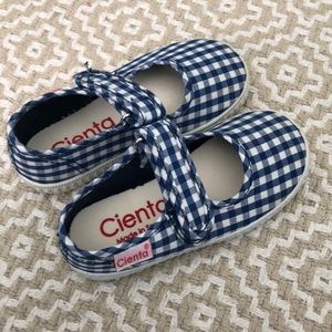 Girls Cienta Blue Gingham Mary Janes